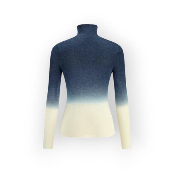 Commense Wool-Blend Ombre Slim Knit Top – Blue to Cream Gradient (NWT, Size XL) - Picture 2 of 7